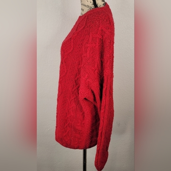 Express XS Red Sweater Hand Knitted Chunky Knit Oversized VTG Vintage - Picture 2 of 7